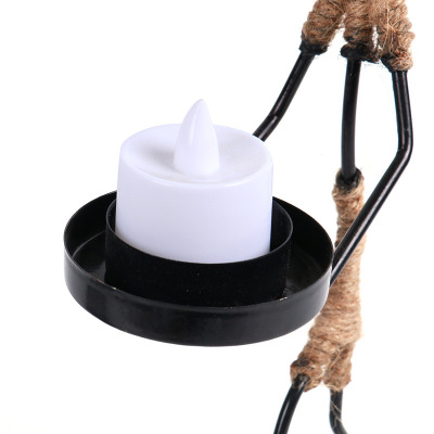 北欧ins风创意铁艺扁担女孩烛台家用小摆件烛光晚餐道具蜡烛托盘