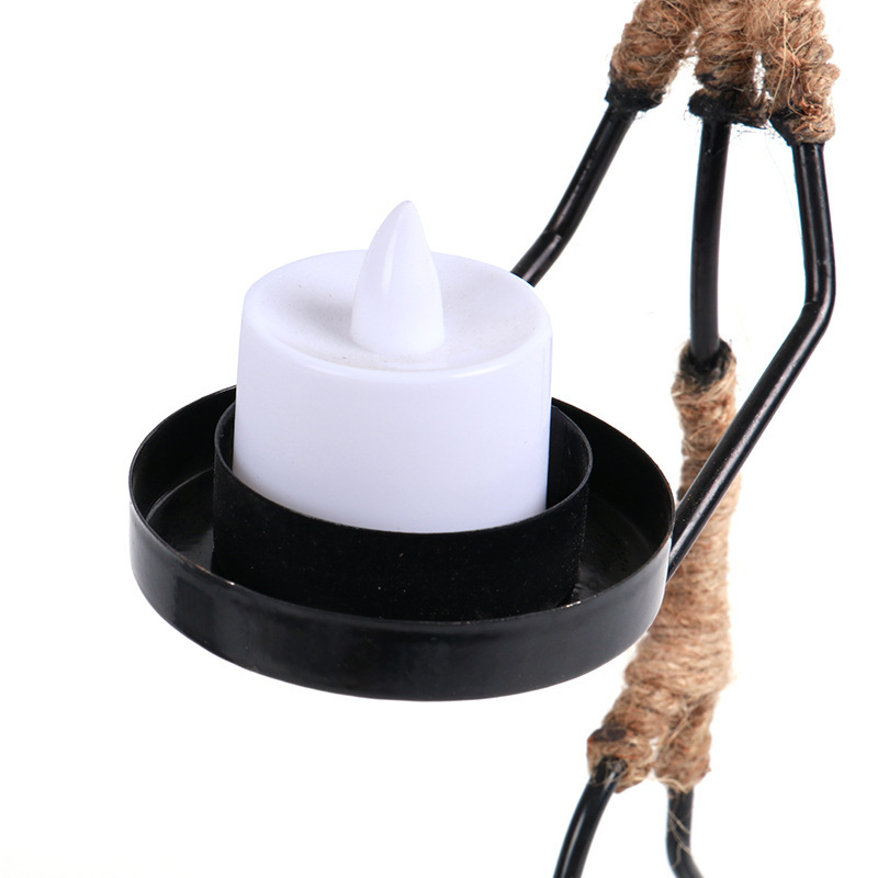 北欧ins风创意铁艺扁担女孩烛台家用小摆件烛光晚餐道具蜡烛托盘