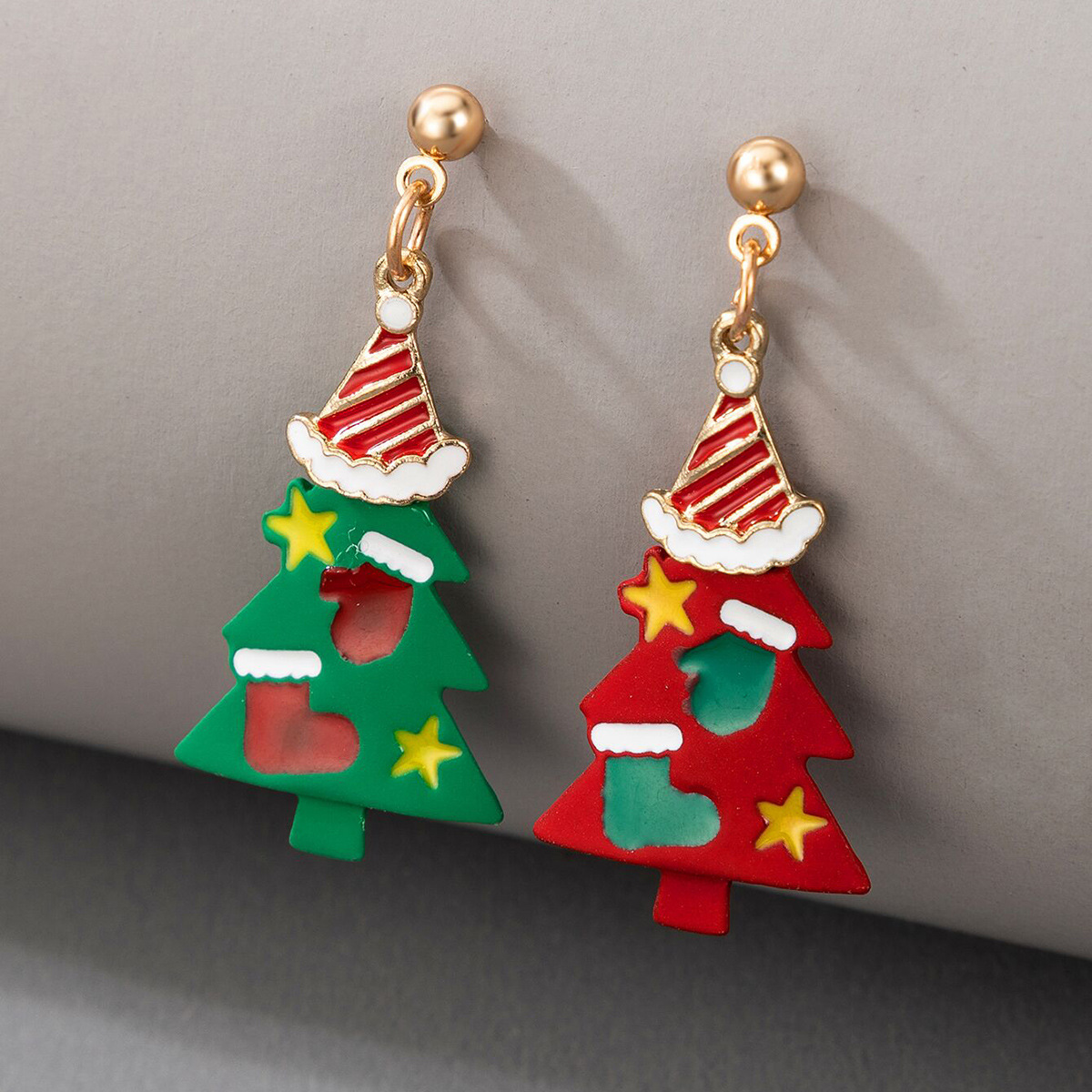 Christmas Tree Snowman Elk Santa Earrings display picture 8