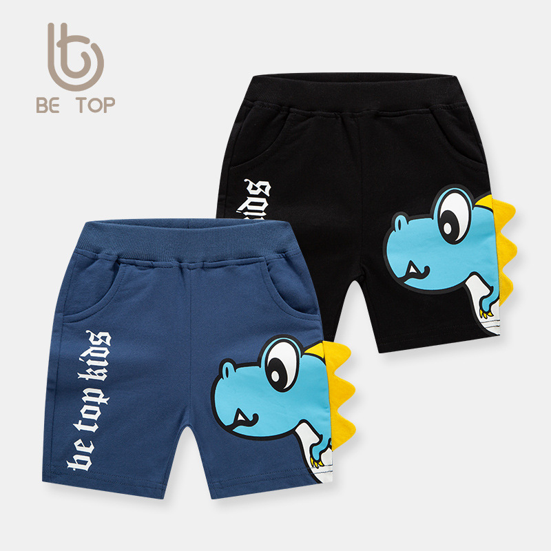 Pantalones cortos de verano 3D de dibujos animados para niños 2026, pantalones de dinosaurio para bebé, pantalones cortos hasta la rodilla, venta al por mayor de moda.