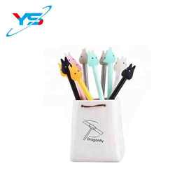 创意卡通陶瓷钢笔铅笔陶瓷收纳罐手绘白云土贴花陶瓷桌面收纳容器