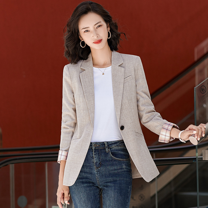 2020春夏韓範時尚休閑中長女士西裝上衣外套顯瘦修身小西服YN2022