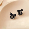 Advanced earrings, black silver needle with bow, high-quality style, 2020 years, simple and elegant design, silver 925 sample