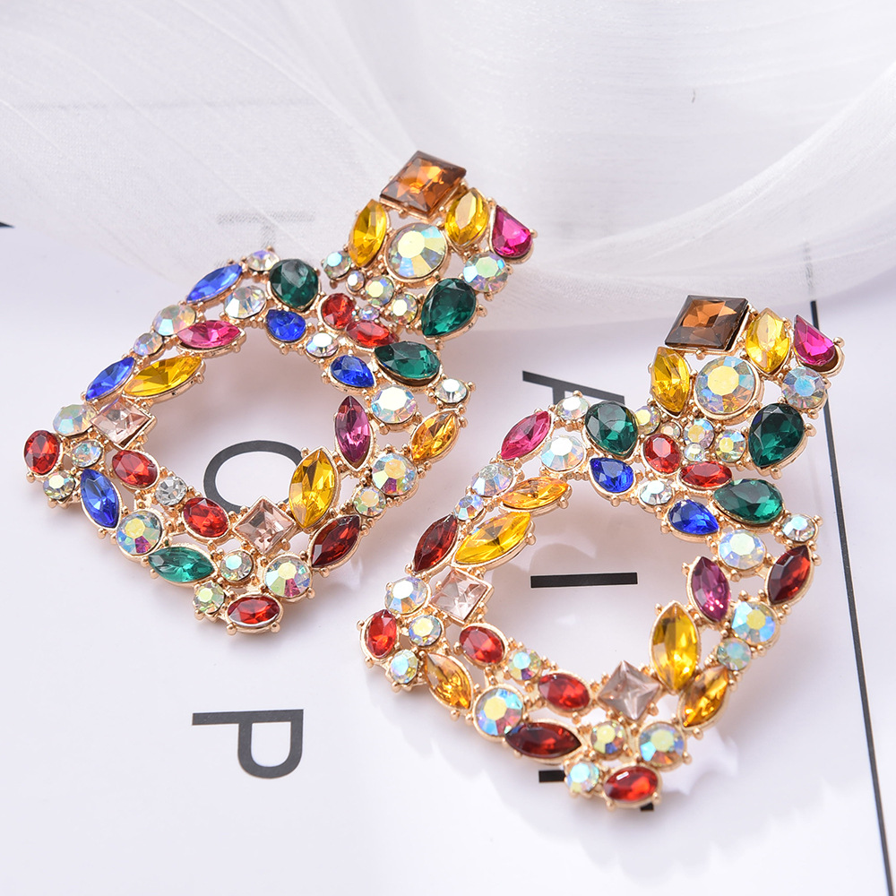 1 Pair Fashion Geometric Rhinestone Plating Women's Drop Earrings display picture 4