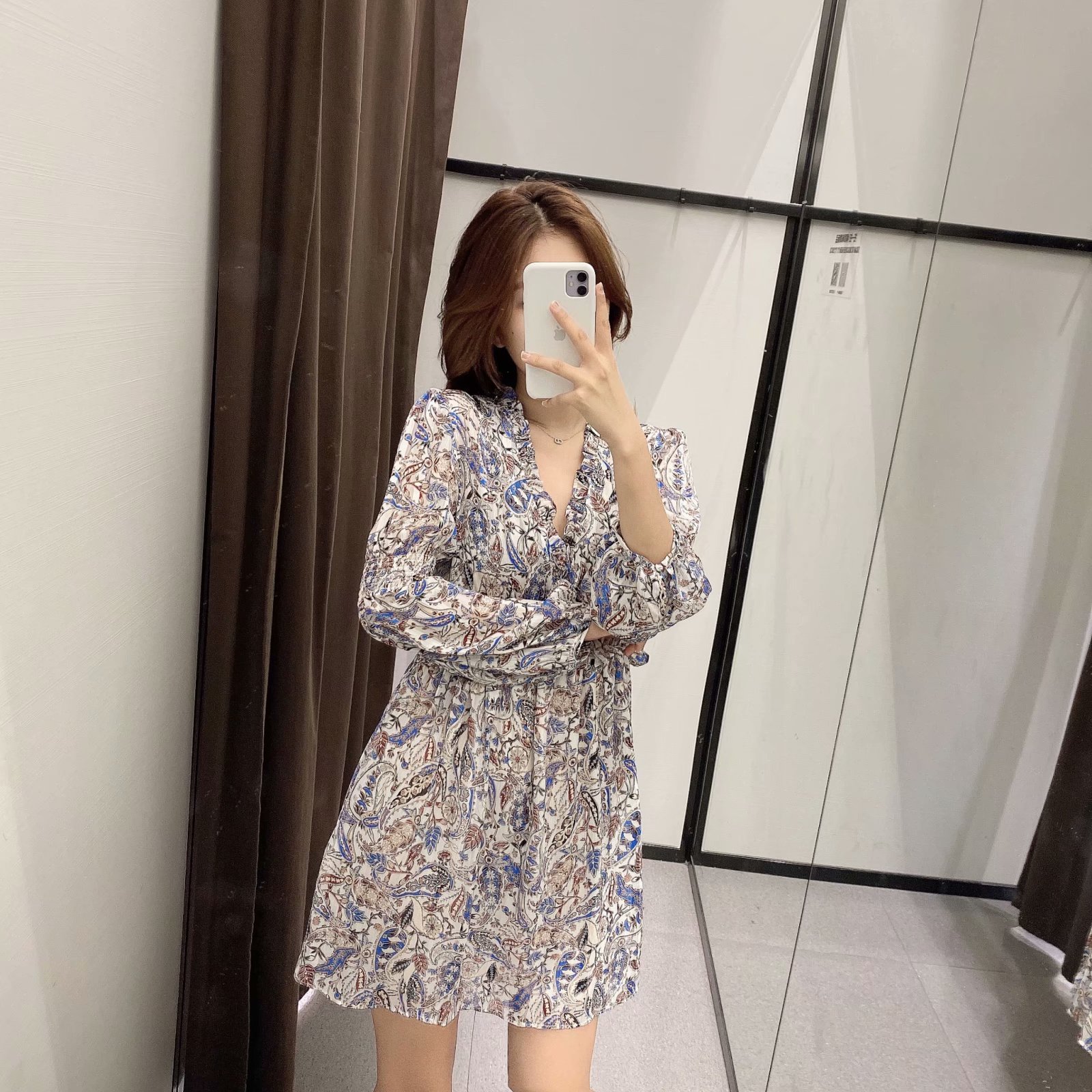  women s print V-neck dress  NSAM3567