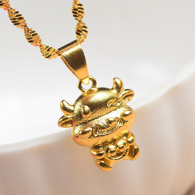 慕蕊沙金吊坠2021本命年新品沙金牛金牛纳福吊坠黄铜时尚牛年吊坠|ms