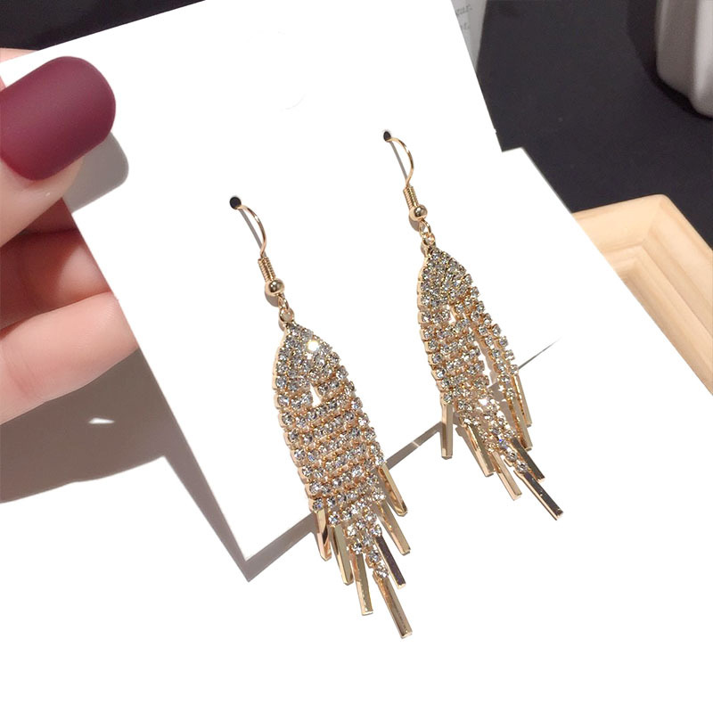 New Fashion Zircon Tassel Earrings display picture 4