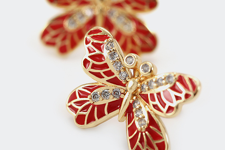 Fashion Butterfly Copper Zircon Earrings Wholesale display picture 2