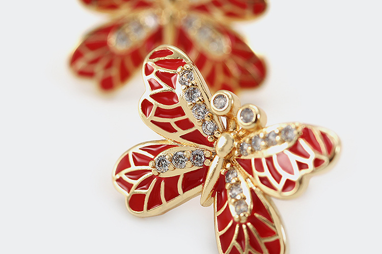 Earrings Classification Fashion Butterfly Copper Zircon Earrings Wholesale