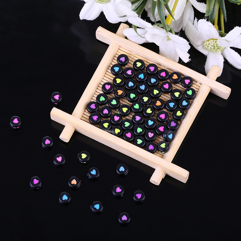 Manufacturers spot acrylic 4*7 beads handmade DIY accessories accessories accessories round love beads loose beads