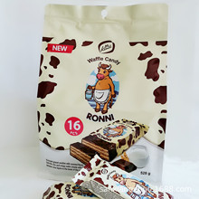 俄罗斯进口康吉大奶牛威化 巧克力夹心饼干528克袋装休闲零食包邮