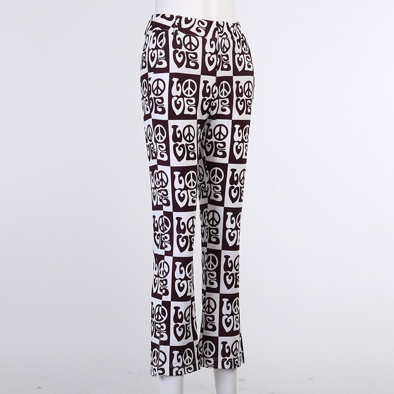 wild mid-waist printed wide-leg pants  NSXE38685