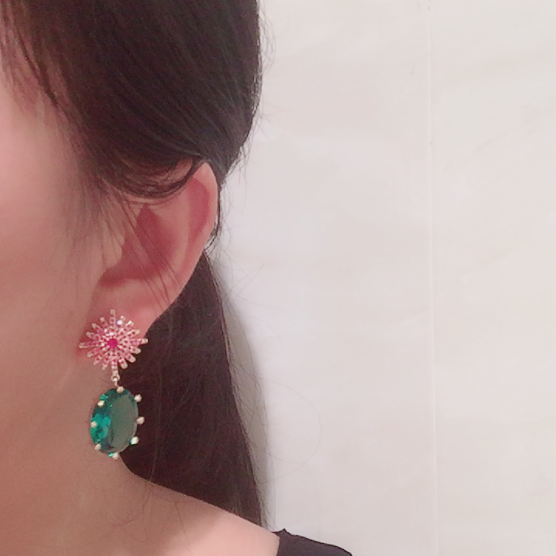 Octagon Star Crystal Earrings Simple Color Sweet S925 Silver Needle Candy Star Stud Earrings Wholesale Nihaojewelry display picture 2