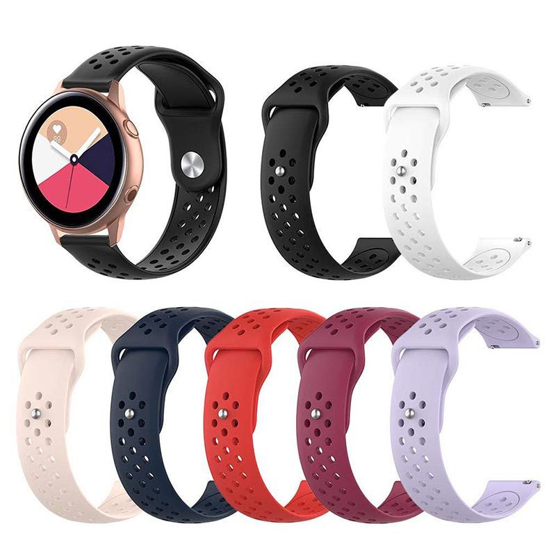 For Samsung Galaxy 42mm 46mm/Active 2 silicone air hole monochrome reverse buckle strap in stock For Samsung Galaxy 42mm 46mm/Active 2 silicone air hole monochrome reverse buckle strap in stock