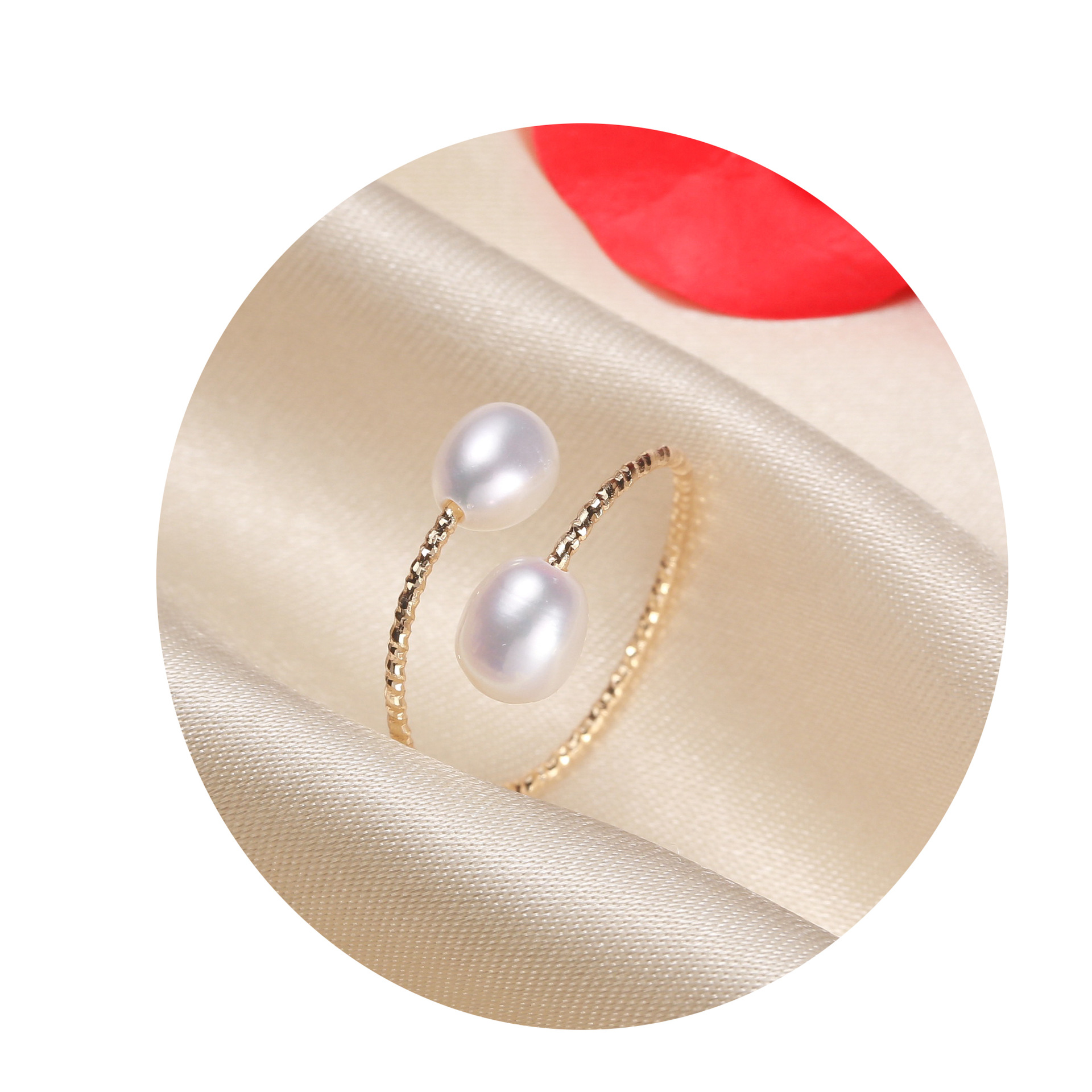 Legering Zoetwaterparel Geometrisch Patroon Open Ring display picture 4