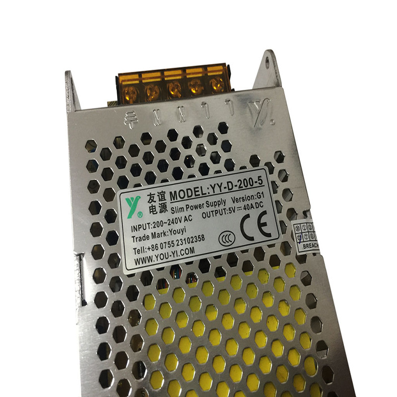 5V 40A 200W Display Screen Switching Power Supply, Slim Power Supply, All-Aluminum Shell Slim Power Supply, Youyi Power Supply