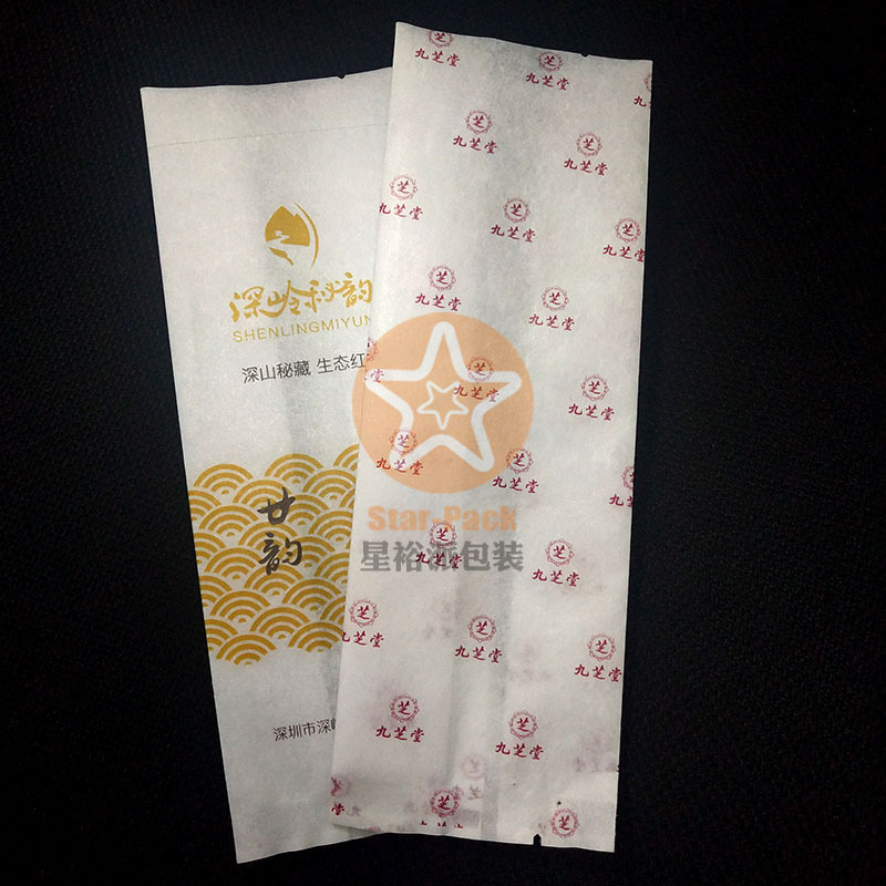 新品直接柔印纸表面茶叶袋 防潮100克棉纸茶叶风琴袋铝箔茶叶袋