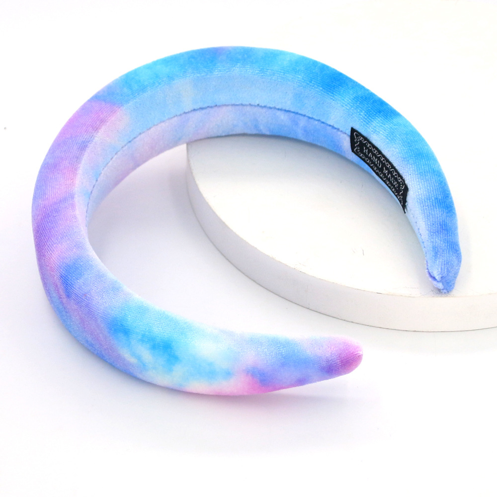 Fashion Golden Velvet Sponge Bottom Plate Magic Multicolor Tie-dye Craft Headband Wholesale display picture 12