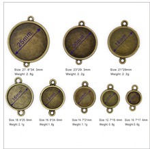 双孔双面时光宝石合金底托 diy项链耳环钥匙扣等饰品制作配件