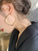 Metal silver needle, square retro fashionable earrings, silver 925 sample, European style, simple and elegant design