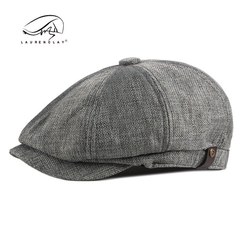 Octagonal hat for men, spring and summer thin breathable imitation hemp duck cap for men, British retro casual beret hat for women