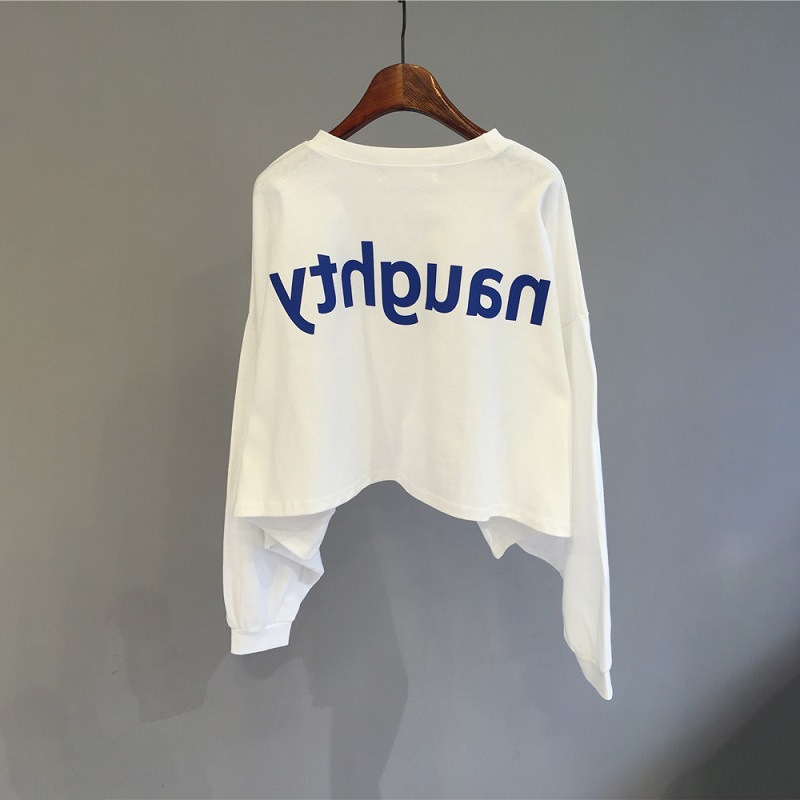 Wholesale Korea Dongdaemun 2020 Early Autumn New Naughty Letters Printed Short Thin Sweater Female Wild Tops