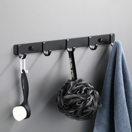 Wei Meiyijia punch-free space aluminum clothes hooks bathroom toilet wall-mounted row hooks clothes and hat hooks