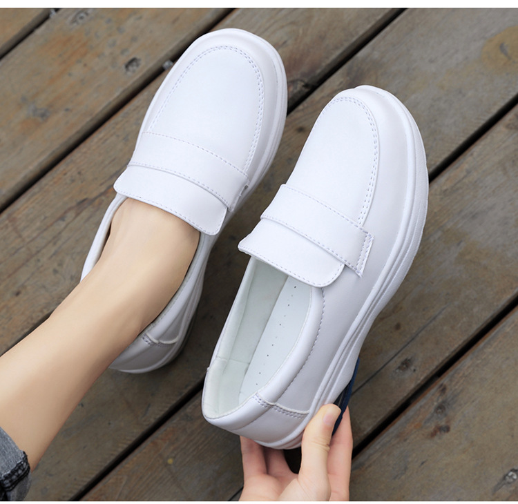 2020 spring/summer new nurse shoes women's white women's genuine leather shoes air cushion black work shoes soft back thick back small leather shoes undefined