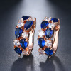 Fashionable crystal earings, zirconium, golden earrings, European style, pink gold, wholesale