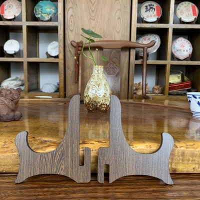 云南普洱茶茶架仿鸡翅木挂盘架普洱七子饼茶架木制品三脚支架托盘