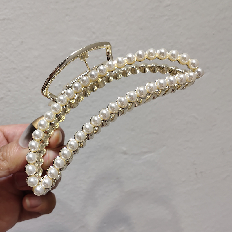 Korea's Alloy Rhinestone Pearl Hair Clip display picture 6