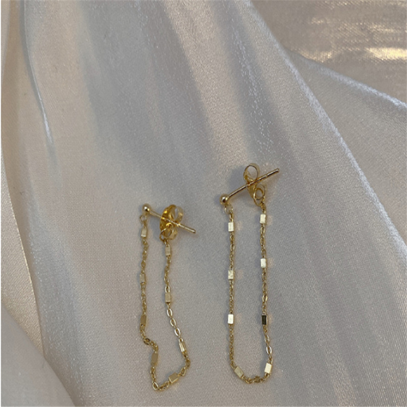 Korean Simple Ear Bone Clip Two-piece Metal Tassel Pearl  Earrings Set Wholesale display picture 7