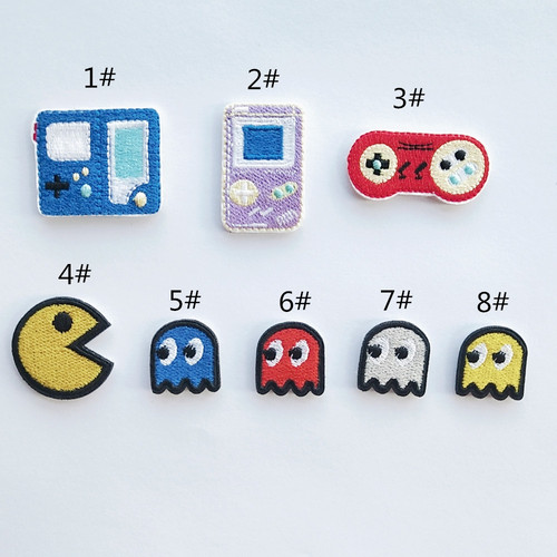 Cartoon computer embroidered chapter video game elements with built-in Velcro stickers for game consoles, shoes and bags