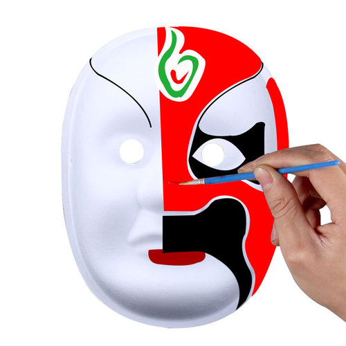 White paper mache mask Peking opera facial makeup DIY blank children's hand-painted male and female horses, spoons, cats and foxes cross-border wholesale