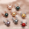 Necklace from pearl, pendant, micro incrustation, Korean style, simple and elegant design