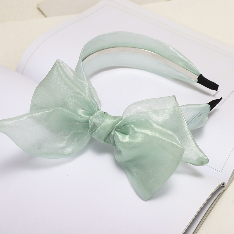 Korean New Style Fashion Silk Yarn Bowknot Wide Mesh Gauze Cheap Headband Wholesale display picture 14