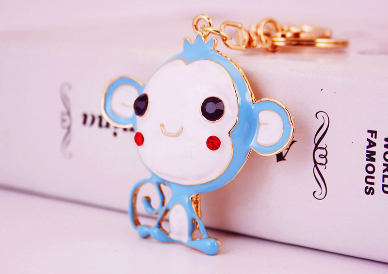 45g Weight Keychain Classification Metal Material Cartoon, Doll, Monkey Pattern Unisex Gender Cute Style Red, Blue, Yellow, Black Color Cartoon Doll Monkey Keychain Metal Unisex Cute Keychain 3