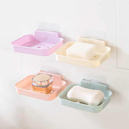 Smiley face soap box bathroom wash soap holder single layer household soap box plastic drainable no punching T