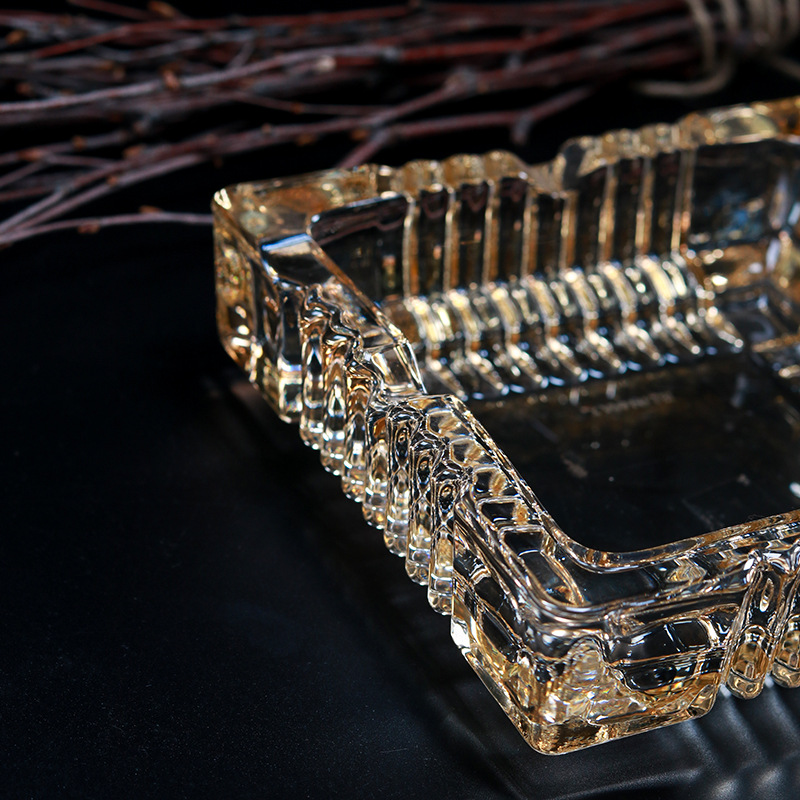 批发创意玻璃烟灰缸方形圆形 KTV宾馆办公室钻石透明烟缸定制LOGO