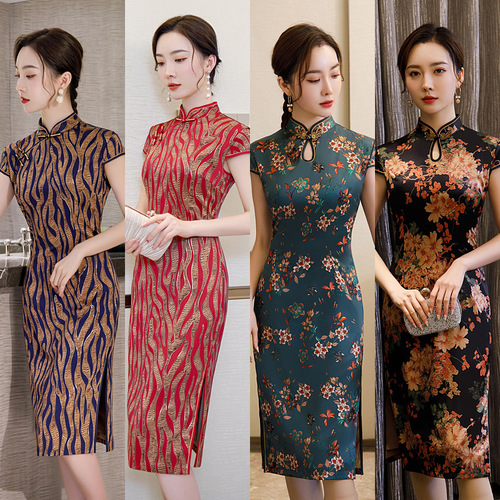 Chinese Dress Qipao for women cheongsam Seasonal large size cheongsam retro cheongsam skirt