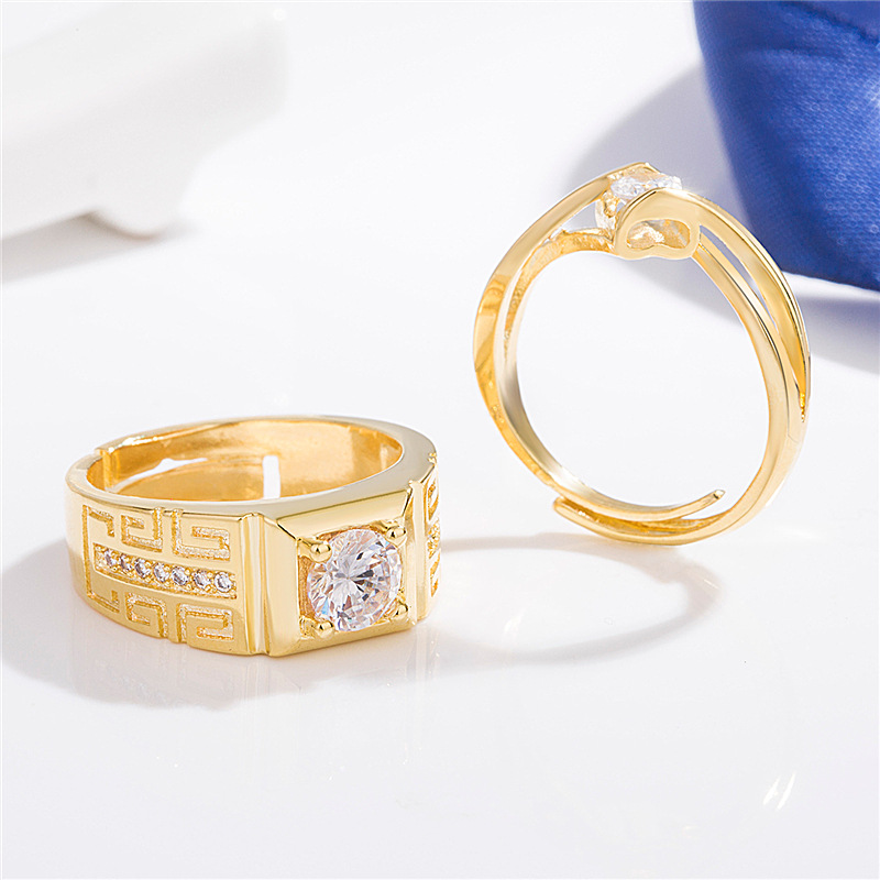 Men's Zircon Open Ring With Great Wall Texture Designer Style_voghion.com
