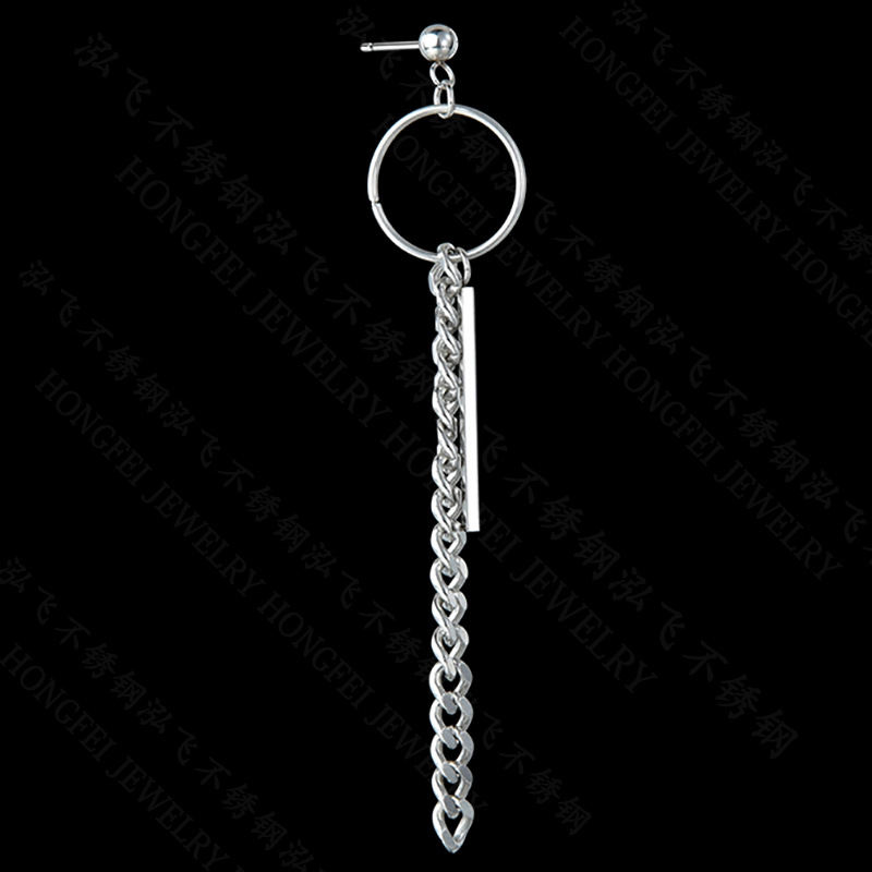 Harajuku Earrings Ring Long Chain Ear Clips Titanium Steel Tassel Jewelry Single display picture 3