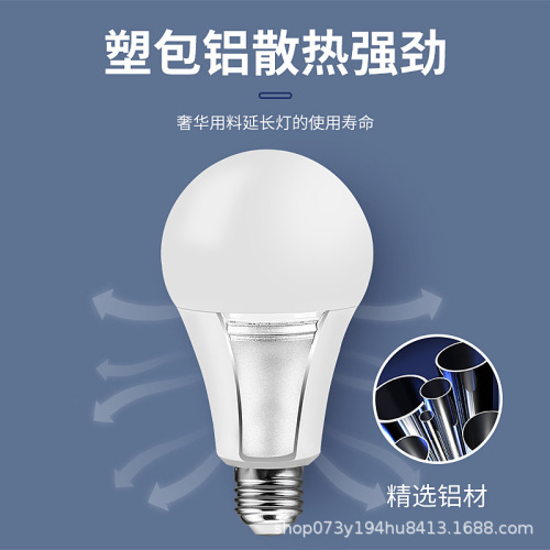 Household lighting LED bulb E27 screw bulb high power high brightness energy saving plastic wrapped aluminum 3W5W white light warm light