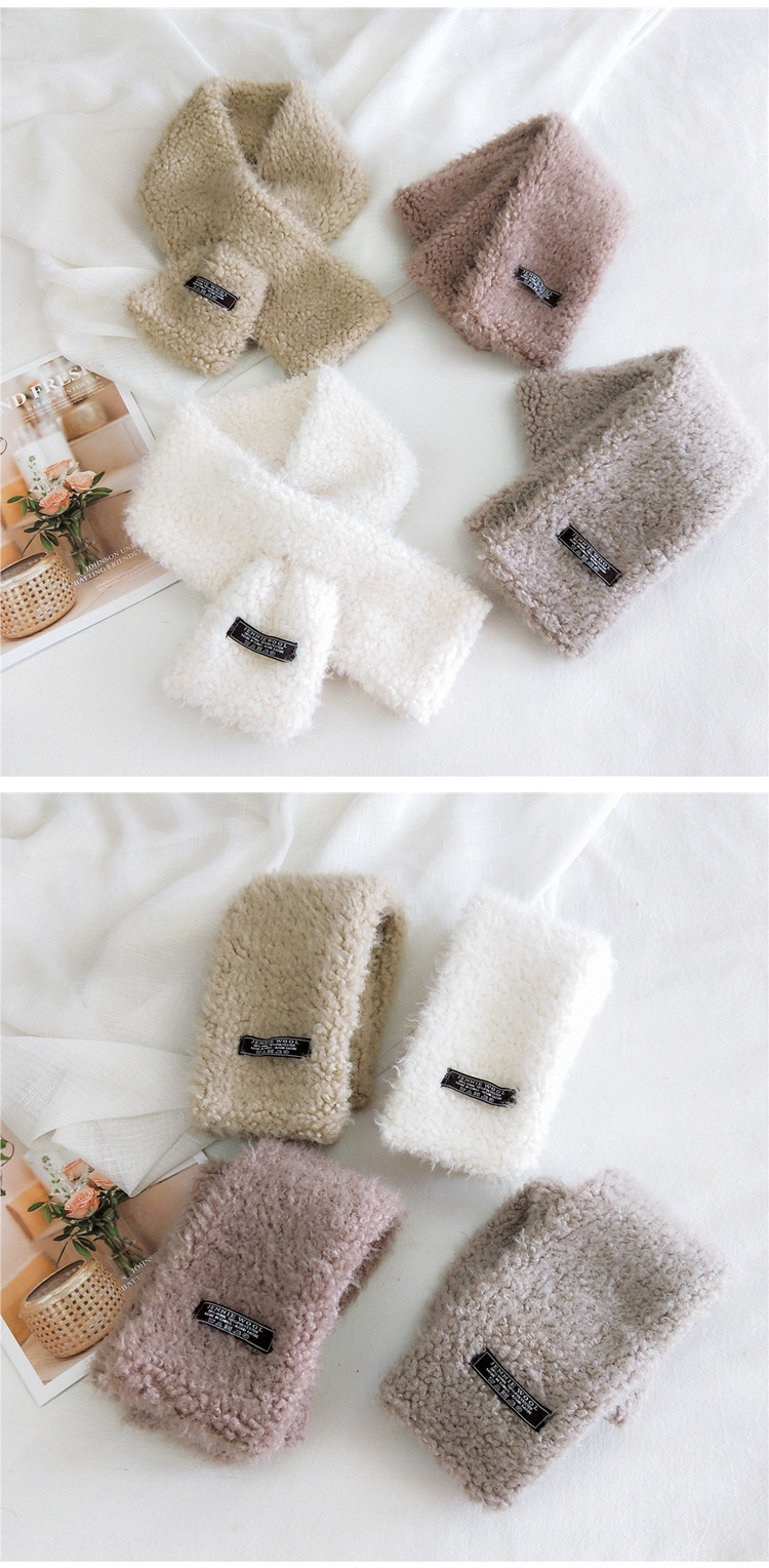 Pure Color Line Plush Korean Long Thickened Warm Double-sided Scarf display picture 3