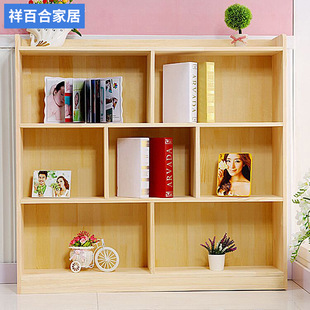 Simple bookshelf from natural wood, storage system, bookcase