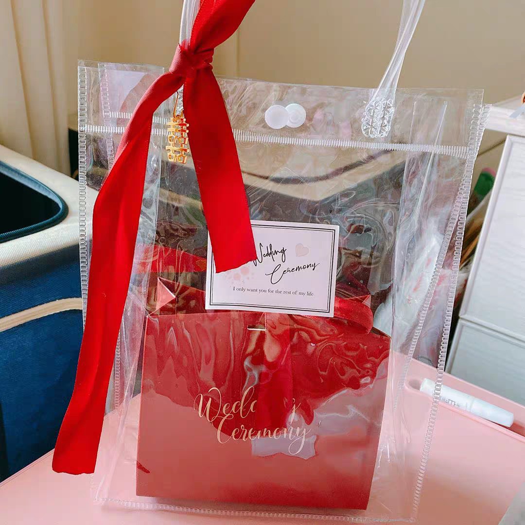 高频电压PVC透明礼品袋礼物手提袋手拎塑料PVC礼品袋