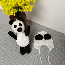 手工鉤針編織嬰兒攝影道具嬰兒攝影服裝 小熊貓玩偶套裝