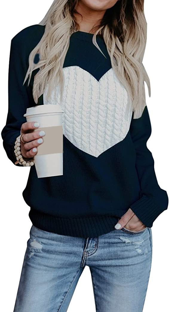 Women's Sweater Long Sleeve Sweaters & Cardigans Patchwork Fashion Heart Shape display picture 6