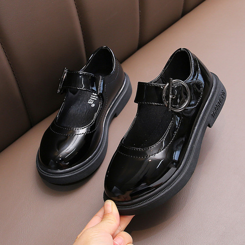 Children's Leather Shoes Spring and Autumn New Girls Princess Shoes Performance Shoes Black Girls Small Leather Shoes Single Shoes Baby Girls Shoes