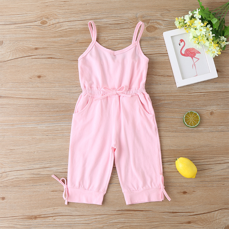 New  Suspenders Jumpsuit Solid Color Fashion Children's Casual Pants Wild Trousers Wholesale display picture 3
